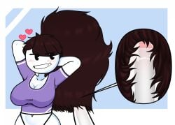 artist_request blush brown_hair brushjob cum cum_in_hair cum_inside cum_on_hair female_focus fully_clothed hair_harpoon hairjob heart jaiden jaiden_animations long_hair mirror mob_face nude_male ombre_hair penis smile smiley_face steca thelazyart white_skin youtube youtuber