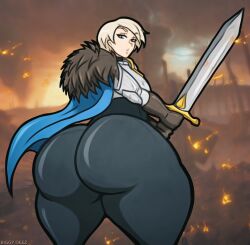 1girls armor ass battlefield big_ass biggy_deez blonde_hair blue_eyes bottom_heavy bubble_butt cape dat_ass dumptruck_ass emelda_braskov fat_ass female female_only fur_collar huge_ass large_ass light-skinned_female light_skin looking_at_viewer looking_back massive_ass pawg solo sword thick_ass thick_thighs thunder_thighs warhammer_quest weapon wide_hips