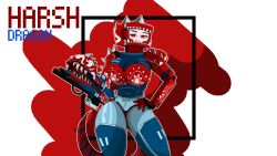 harsh_dragon_(pixel_gun_3d) huge_breasts humanized humanized_weapon looking_at_viewer pixel_gun_3d tail tomahawk_(artist) wide_hips