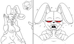 belly belly_button big_breasts bowtie breasts buckteeth cum_drip cum_in_mouth cum_on_face cum_on_tongue cumshot embarrassed embarrassed_male eyelashes female five_nights_at_freddy's five_nights_at_freddy's:_security_breach foreskin gravity_breaker hands_on_waist heart heart-shaped_pupils leaking_cum looking_at_penis lustful_gaze male massive_thighs midriff ok_sign pawpads penilingus pov rabbit rabbit_ears rabbit_girl rabbit_tail sketch small_penis small_penis_adoration smiling stitches straight sweatdrop thick_thighs thighs tongue tongue_out uncut vanny vanny_(fnaf)