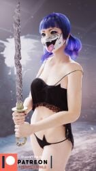 3d alternative_version_available babydoll_lingerie blender dbd dead_by_daylight feng_min patreon sword vendettagirls