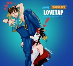 1futa 1girls big_penis blowjob breasts chun-li chun-li_(fortnite) clothed clothing dialogue duo erection fellatio female forced_fellatio fortnite fully_clothed futa_on_female futanari gameplay_mechanics human knohphiltur light-skinned_female light-skinned_futanari light_skin mostly_clothed oral penis splits standing standing_on_one_leg street_fighter street_fighter_alpha takara_(fortnite) vertical_splits