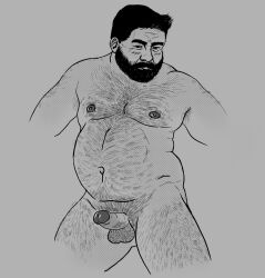 bara bear beard beefy beefyguy chubby chubby_male cock_ring dick hairy hairy_chest hairy_male male penis penis_out sketch stocky