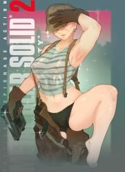 1girls barefoot feet female female_only gun hairless_armpits hi_res justrube konami looking_at_viewer metal_gear_solid metal_gear_solid_2 olga_gurlukovich rube solo tagme telnyashka toes wet_clothes