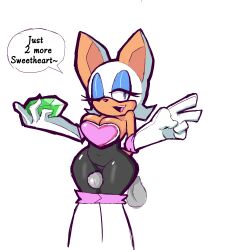 2022 anthro armwear balls bat breasts chaos_emerald cleavage clothed clothing dialogue disembodied_penis duo eks-out elbow_gloves english_text erection eyeshadow female female_focus gem genitals gloves handwear hi_res makeup male mammal one_eye_closed open_mouth open_smile penis rouge_the_bat sega sex simple_background smile solo_focus sonic_(series) sonic_the_hedgehog_(series) speech_bubble tan_body tan_skin text thigh_sex white_background wink