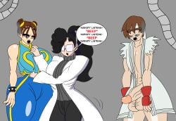 android big_breasts capcom chun-li dialogue doll kenkaranger lisa_c._(mystartedit) malfunction ryu_(street_fighter) street_fighter street_fighter_alpha thick_thighs