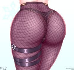 1girls ass ass_focus big_ass big_thighs female female_only fishnet_legwear fishnet_stockings fishnets genshin_impact huge_ass huge_thighs large_ass pilen rosaria_(genshin_impact) thick_thighs thigh_strap thighs thong white_background