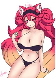 animal_ears big_breasts bikini black_bikini cat_ears cat_tail catgirl chilean elmashoarts female female_only hot_pink_hair latam_virtual_youtuber long_hair lunaria_ayaren panties pink_eyes pink_hair virtual_youtuber vtuber vtuberfanart youtube_hispanic