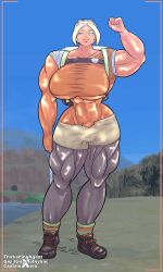 1girls breasts capnxero female female_only gaz-knightofnylrac hiker_(pokemon) hiker_(pokemon_sv) large_breasts muscle_growth muscular muscular_female nintendo npc_trainer pokemon pokemon_sv sequence solo solo_female thick_thighs