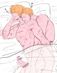 2boys anal_penetration anal_sex bite_mark bite_marks blonde_hair censor_bar censored donquixote_doflamingo donquixote_rosinante erect_while_sleeping erection erection_under_blanket fucked_from_behind gay hair_over_eyes hickey_marks lying_on_side male male_only muscular muscular_male nude on_bed on_side one_piece penis pointless_censoring reach_around ribbon scars sleep_sex sleeping sleeping_nude sleeping_together spooning tied_penis yaoi ym_(yumoon)