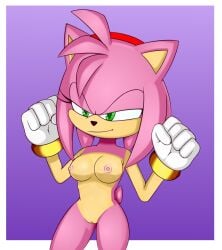 amy_rose anthro breasts deliciouscake eulipotyphlan exposed_breasts female genitals hedgehog hi_res mammal nude sega simple_background solo sonic_(series) sonic_adventure sonic_the_hedgehog_(series)