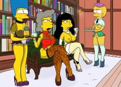 20th_century_studios accurate_art_style big_breasts helen_lovejoy high_heels incest jessica_lovejoy latex lisa_simpson maid marge_simpson nipple_piercing nipples the_simpsons yellow_body yellow_skin