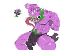 anthrofied chomper_(pvz) clothing kogito male_only muscular pecs plantie plants_vs_zombies thick_thighs tongue_out