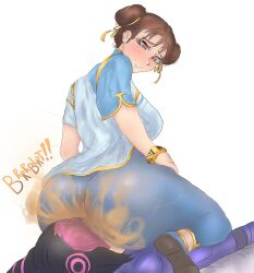 capcom chun-li facesitting fart fart_cloud fart_fetish farting farting_in_face juri_han melonarts2_(artist) street_fighter street_fighter_6