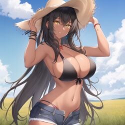 ai_generated black_bikini cowboy_hat dark-skinned_female shadobat42 stable_diffusion tagme