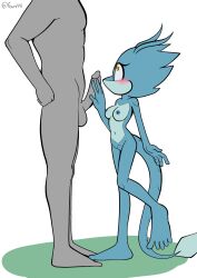 2022 anon anthro balls blue_body blue_nipples blue_scales blush breasts countershade_torso countershading duo eyelashes fan_character female fours_(artist) gecko genitals glans grey_body grey_skin hand_on_penis hi_res human human_on_anthro humanoid_genitalia humanoid_penis interspecies larger_male lizard looking_up male male/female male_human/female_anthro male_on_anthro mammal medium_breasts navel nipples partial_male penis pussy reptile scales scalie sega signature simple_background size_difference skitter_the_gecko smaller_female sonic_(series) sonic_the_hedgehog_(series) tail white_background yellow_eyes