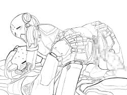 blush censored cowgirl_position cum_in_pussy cum_inside cuntboy cuntboy/male cuntboy_penetrated hands_on_hips intersex male male/male overwatch overwatch_2 penis ramattra ramyatta robot vaginal_penetration zenyatta