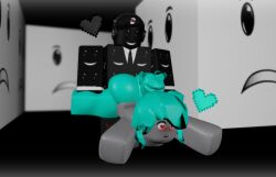 1boy 1girls 3d artist_request blue_hair pm606 roblox roblox_game robloxian rule_63 sex source_request straight tagme winning_smile