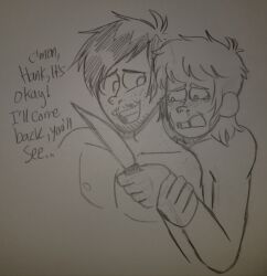 crying dean_venture hank_venture incest knife masochism twins venture_brothers yaoi