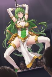 1girls alternate_costume alternate_version_available armor armpits arms_behind_head arms_up ass_visible_through_thighs boots breasts commission dancer dancing elbow_gloves faceless faceless_male female female_focus fire_emblem fire_emblem_echoes:_shadows_of_valentia fire_emblem_heroes fuooooo gloves green_eyes green_hair grin highres holding holding_pole indoors large_breasts long_hair nintendo official_alternate_costume palla_(falcon_knight)_(fire_emblem) palla_(fire_emblem) pelvic_curtain pole pole_dancing skeb_commission smile solo_focus squatting stripper stripper_pole thigh_boots thighhighs thighs very_long_hair white_gloves white_thighhighs