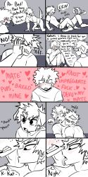 absurd_res animal_humanoid blush blush_lines bodily_fluids canid canid_humanoid canine canine_humanoid comic crotch_sniffing dialogue dog_humanoid drooling duo english_text forced gay hi_res human humanoid izuku_midoriya katsuki_bakugou licking male male/male male_only mammal mammal_humanoid my_hero_academia neck_lick pretty_werewolf saliva sniffing speech_bubble text tongue tongue_out yaoi