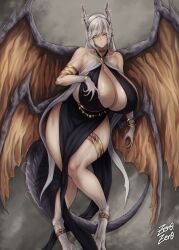 1girls ancient_dragon_lansseax dragon_girl elden_ring female female_only fromsoftware horns huge_breasts human milf mommy thighhighs voluptuous wide_hips wings zer0artzer0