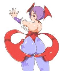 1girls 2016 ass back blue_hair blue_pantyhose clothing darkstalkers inkuusan leotard lilith_aensland pantyhose presenting_hindquarters solo_female succubus wings wings_on_head