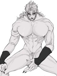 1boy abs chain12123871 completely_nude cuntboy dio_brando intersex jewelry jojo's_bizarre_adventure large_pectorals long_hair male_only muscular muscular_male navel nipple_piercing nipples nude pectorals piercing pubic_hair pussy ring smile solo stardust_crusaders wristband