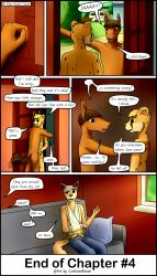 absurd_res anthro broken_bone broken_hand canid canine canis casual_nudity chapter_4 cheetah comic confusedraven dialogue domestic_dog duo equid equine felid feline group hi_res horse male mammal teenager wounded young