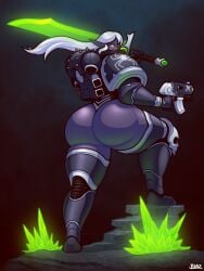 1girls 2d 2d_(artwork) ass ass_focus big_butt blazbaros caked_up chaos_(warhammer) chaos_space_marine cheesecake dark_elf drow dumptruck_ass dumptruck_butt elf_ears fat_ass fat_butt female female_only female_space_marine huge_ass power_armor rule_63 solo solo_female sword warhammer_(franchise) warhammer_40k