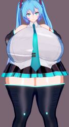 big_breasts blue_eyes blue_hair boots fenrirsjaw hatsune_miku skirt thick thick_thighs tie twintails vocaloid voluptuous voluptuous_female