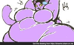 2d anthro armpits belly belly_focus belly_overhang cat_ears cat_tail catgirl catty_(undertale) color colored colored_sketch deltarune multicolored_hair naked naked_female nude obese obese_anthro obese_female overweight overweight_anthro overweight_female purple_body purple_fur purple_skin short_hair sketch stretching tagme thick_ass thick_legs thick_thighs undertale undertale_(series) yellow_sclera