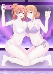 2girls alluring bikini debris_(artist) female female_only milf mother_and_daughter multiple_girls my_teen_romantic_comedy_snafu orange_hair posing red_eyes red_hair selfie xzk10000 yuigahama_yui yuigahama_yui's_mother