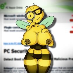 antivirus bee big_breasts furry girl glasses magnifying_glass naked reimage software