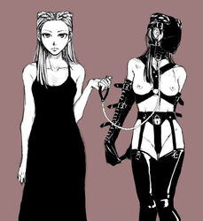 2girls black_dress bondage dahlia_hawthorne dominatrix femdom femsub gyakuten_saiban mask multiple_girls restrained sister_iris sisters slave tagme twincest twins