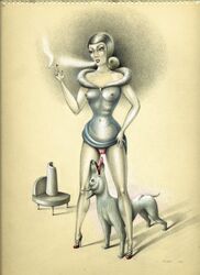 breasts canine chair cigarette canine female human mirka_lugosi nipples pussy smoking