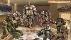 7boys anthro captaingerbear chubby dark-skinned_male dark_skin fat human light-skinned_male light_skin male male_only muscle muscles muscular_male nude orc orc_male panda tagme underwear werewolf