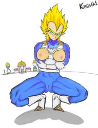 armor breast breasts cameltoe dragon_ball dragon_ball_z female female_vegeta gloves hair hyperbolic_time_chamber inverted_nipples kur0s4k1 nipples oppai rule_63 saiyan super_saiyan vegeta