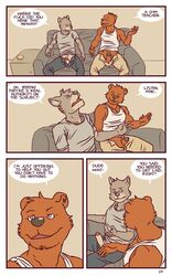 artdecade bear canine comic english_text furry gay male male/male male_only masturbation no_humans only_if_you_kiss penis text uncut what wolf yaoi