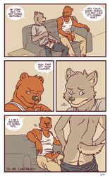 artdecade bear canine comic english_text furry gay male male/male male_only masturbation no_humans only_if_you_kiss penis text uncut what wolf yaoi