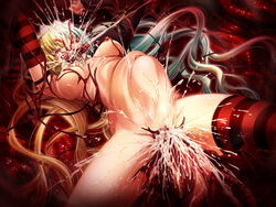 all_the_way_through artist_request cum female footwear fucked_silly multiple_insertions socks stomach_bulge tentacle