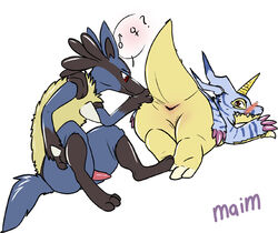 blush crossover digimon gabumon lucario maim male penis pokemon pokemon_(species) yaoi