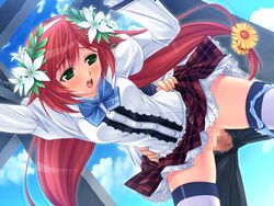 censored game_cg green_eyes nonoyama_kotoko penis pussy red_hair renai_saimin seifuku sex thighhighs