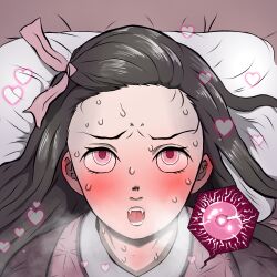 1girls blush cum_in_pussy demon_slayer eyes_rolling_back eyesroll female female_only fertilization implied_sex impregnation kamado_nezuko kimetsu_no_yaiba nezuko_(artist) ovum ovum_with_heart solo source_request sperm_cell sweating tagme