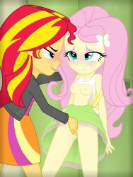 2girls accurate_art_style animated assertive_female blush blushing blushing_at_partner bottomless_skirt clothed_female clothed_sex embarrassed equestria_girls exposed_breasts female female_only femdom femsub fingering fluttershy_(mlp) forced_yuri friendship_is_magic fully_clothed fully_clothed_female happy_dom hasbro high_school horny_female horny_sub lezdom lezsub lockers molestation my_little_pony no_bra no_panties no_sound public_sex randomtriples school shirt_lift standing_sex submissive_female sunset_shimmer tagme video yuri