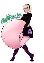 big_belly black_lipstick blonde_female blonde_hair digestion digestion_noises female_pred female_prey goth goth_girl hairband happy holding_belly homestuck human human_pred kanaya_maryam looking_at_viewer obese pale-skinned_female piercing rose_lalonde smile stomach_bulge stomach_noises troll troll_female vore white_background