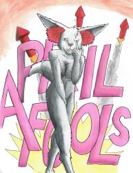 anthro aprilfoolsday2023 canid canine female fennec fennekin fireworks fox furry hi_res laura mammal nintendo nude nyghtmar3 pokémon_(species) pokemon pokemon_(species) pokemorph solo teasing traditionalart