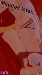 2girls 3d beach bikini breakwater_ridge comic female female_only multiple_girls ruby_rose rwby weiss_schnee yuri