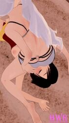 2girls 3d animated beach bikini breakwater_ridge comic female female_only multiple_girls ruby_rose rwby weiss_schnee yuri