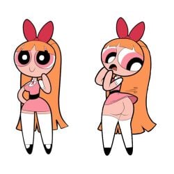 1girls alpha_channel ass blossom_(powerpuff_girls) blush blushing bottomless bow butt butt_crack cartoon_network clear_background dress embarrassed female female_only for_sticker_use light-skinned_female light_skin long_hair no_background no_panties open_mouth orange_hair pale-skinned_female pale_skin pink_dress pink_eyes png ponytail powerpuff_girls sb99 solo sticker_template stockings tagme transparent_background transparent_png